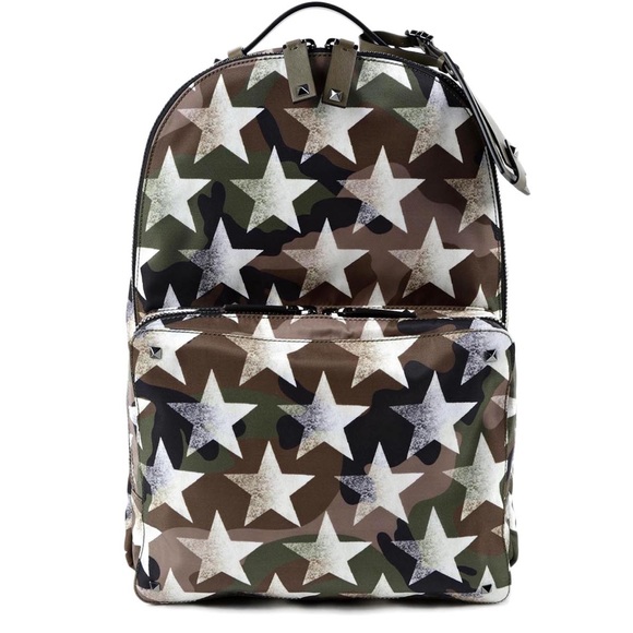 Valentino Camustars Nylon Backpack with Camouflage & Star Print - Picture 2 of 4